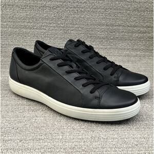 ECCO Soft 7 City Sport Classic Black Leather Sneakers Men's Size 12 US Size